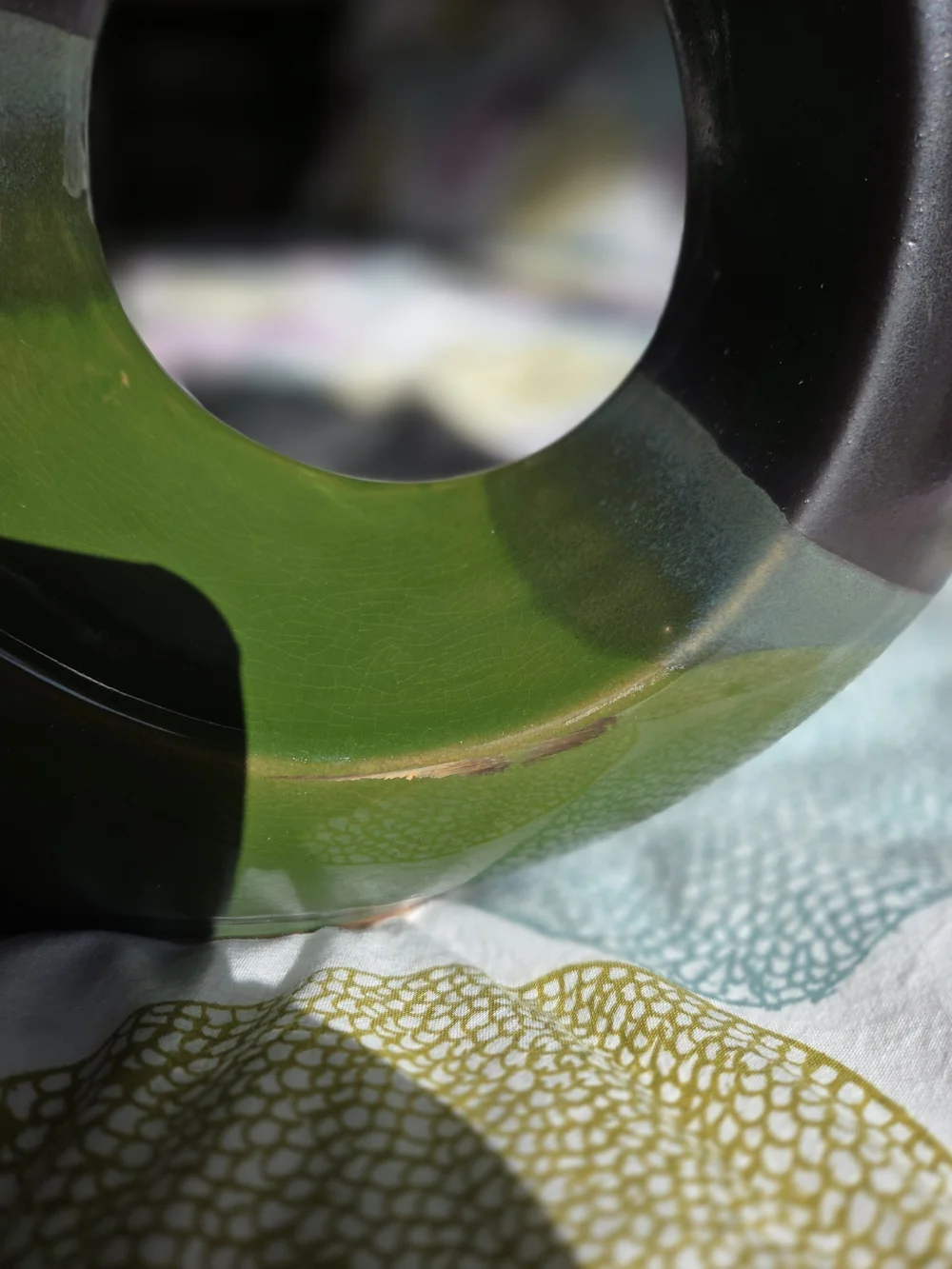 Pier 1 Two-Tone Green and Charcoal Ceramic Hole Vase